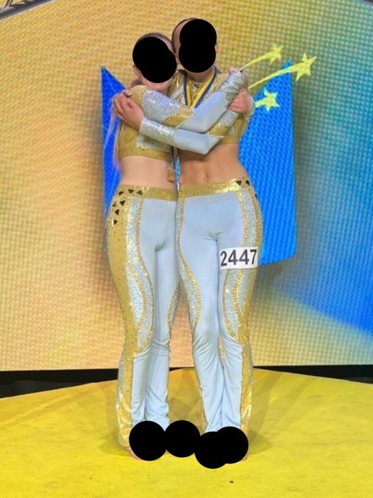 Blåa och guld disco duo dräkter
